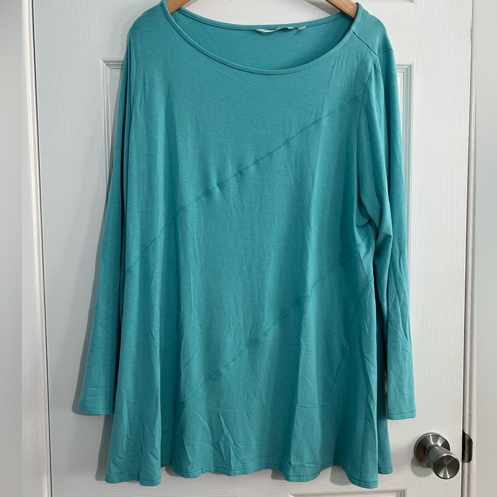 Soft Surroundings Women’s Top Extra Large Teal Pullover Stretch Relaxed